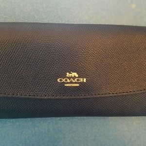 NWT Coach Black Crossgrain Leather Soft Wallet